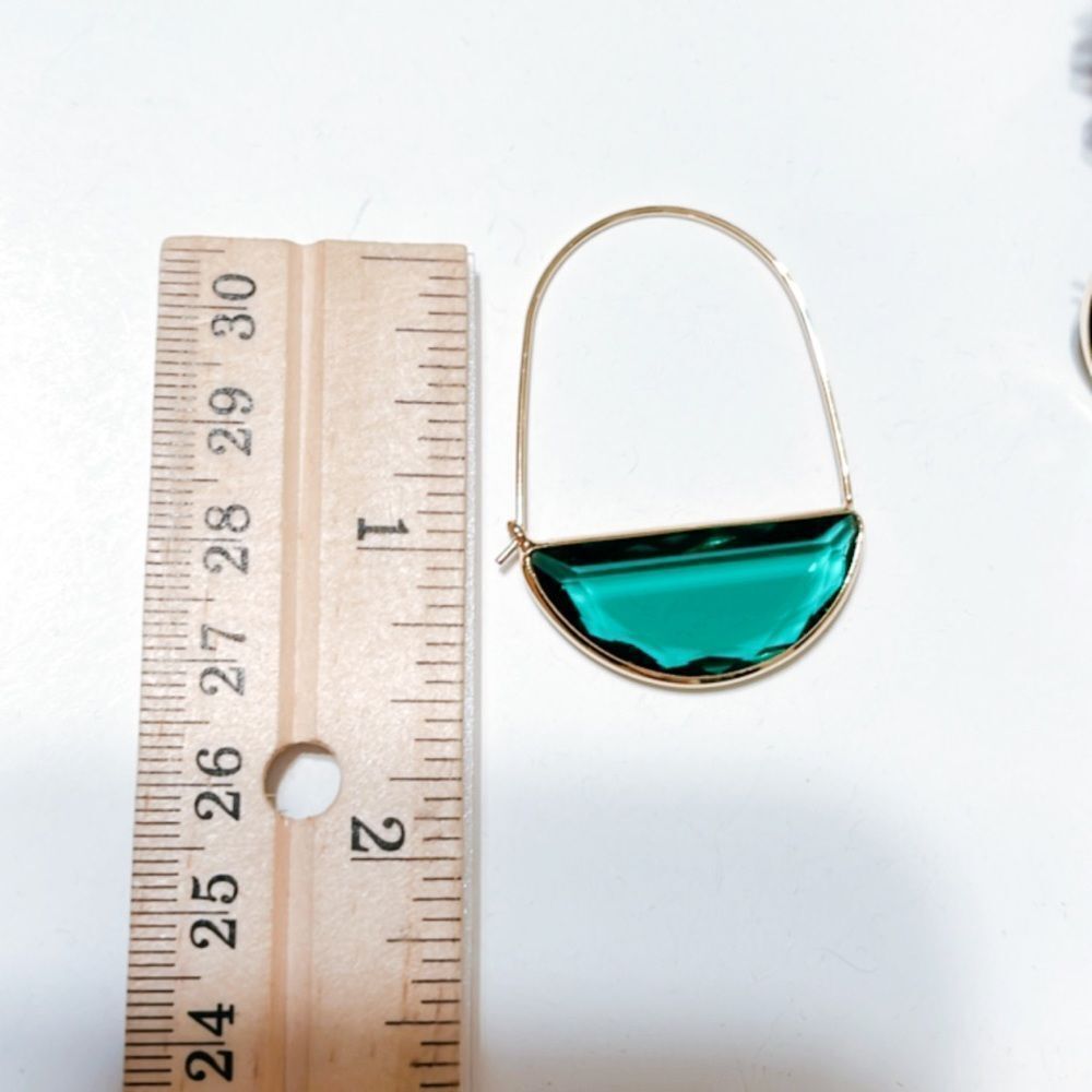 Green crystal drop earrings M7 - Picture 6 of 7